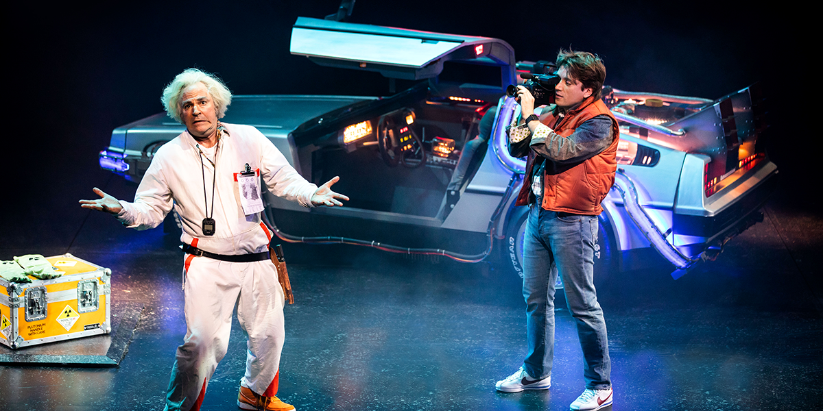 Roger Bart As Doc Brown Olly Dobson As Marty Mcfly In Back To The Future The Musical Credit Sean Ebsworth Barnes2x1 Lsj7oz