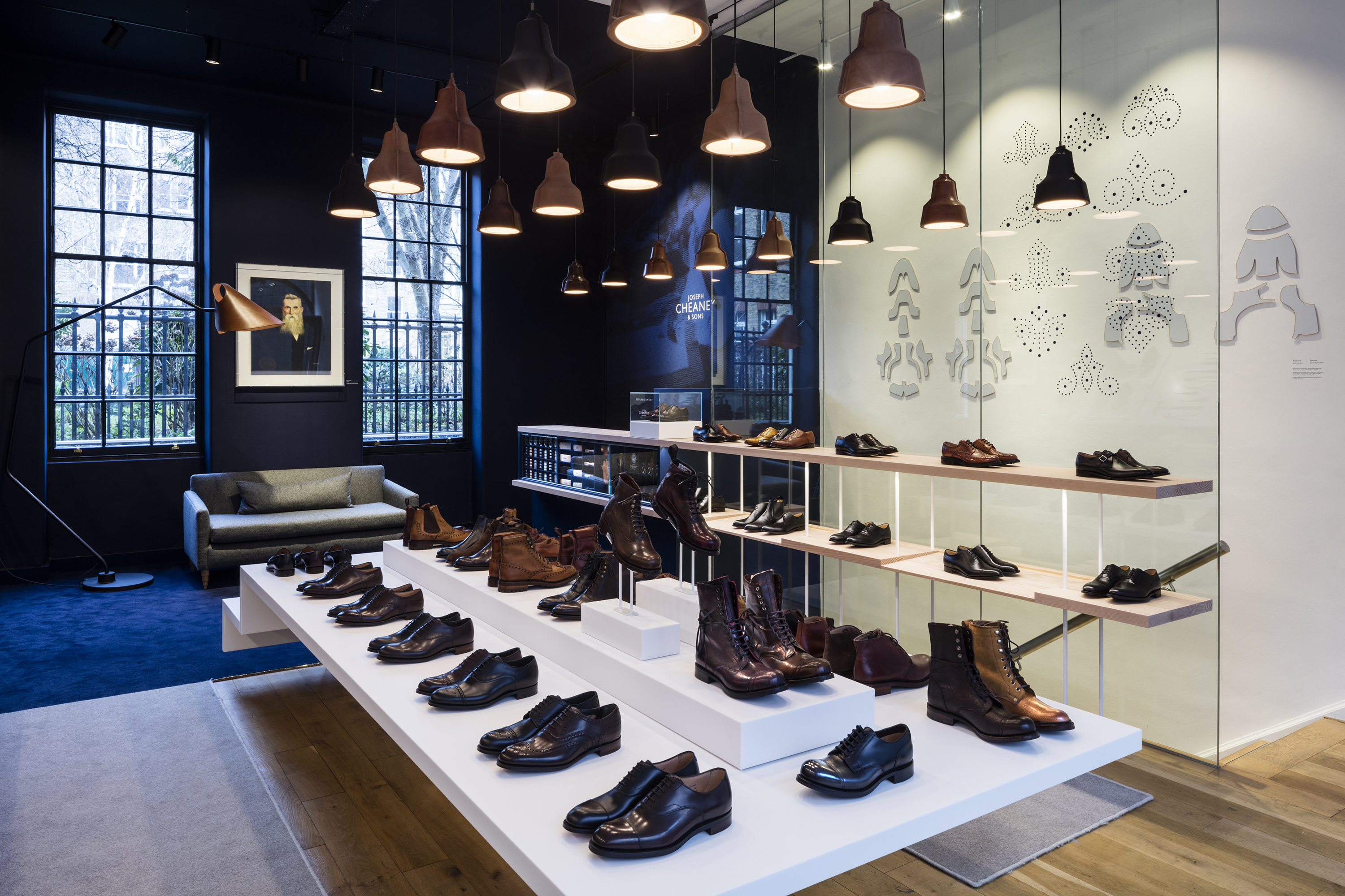 5 Cheaney Henrietta St View Over Table To Brogued Glass & Brass Bound Patterns